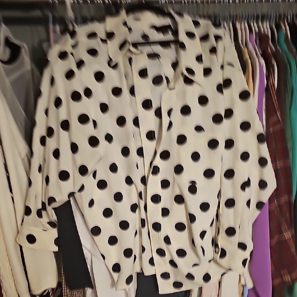 Lumiere Black and White Polka Dot Button Down Shirt